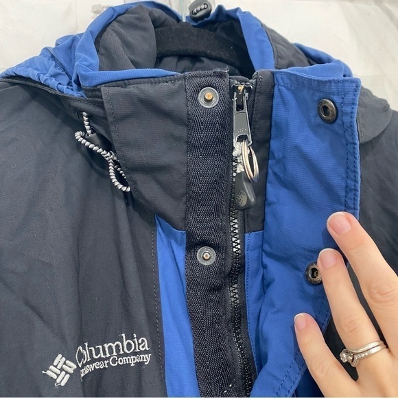 Columbia Mens Size Medium Blue Black Core Zip Jacket Hooded Windbreaker Pockets - Picture 6 of 16